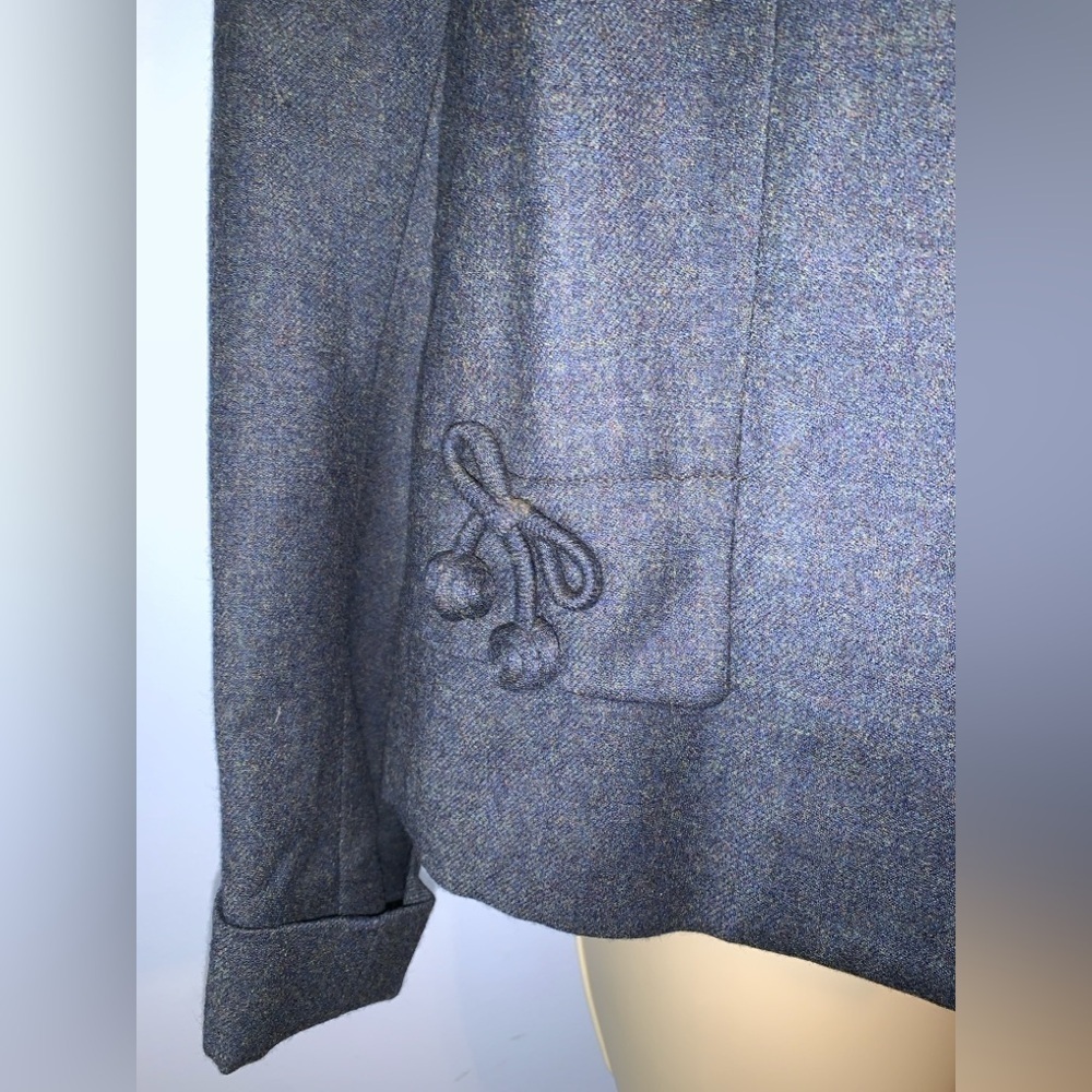 Wilshire classic vintage open grey blue wool Women's open Jacket blazer large - Picture 6 of 6
